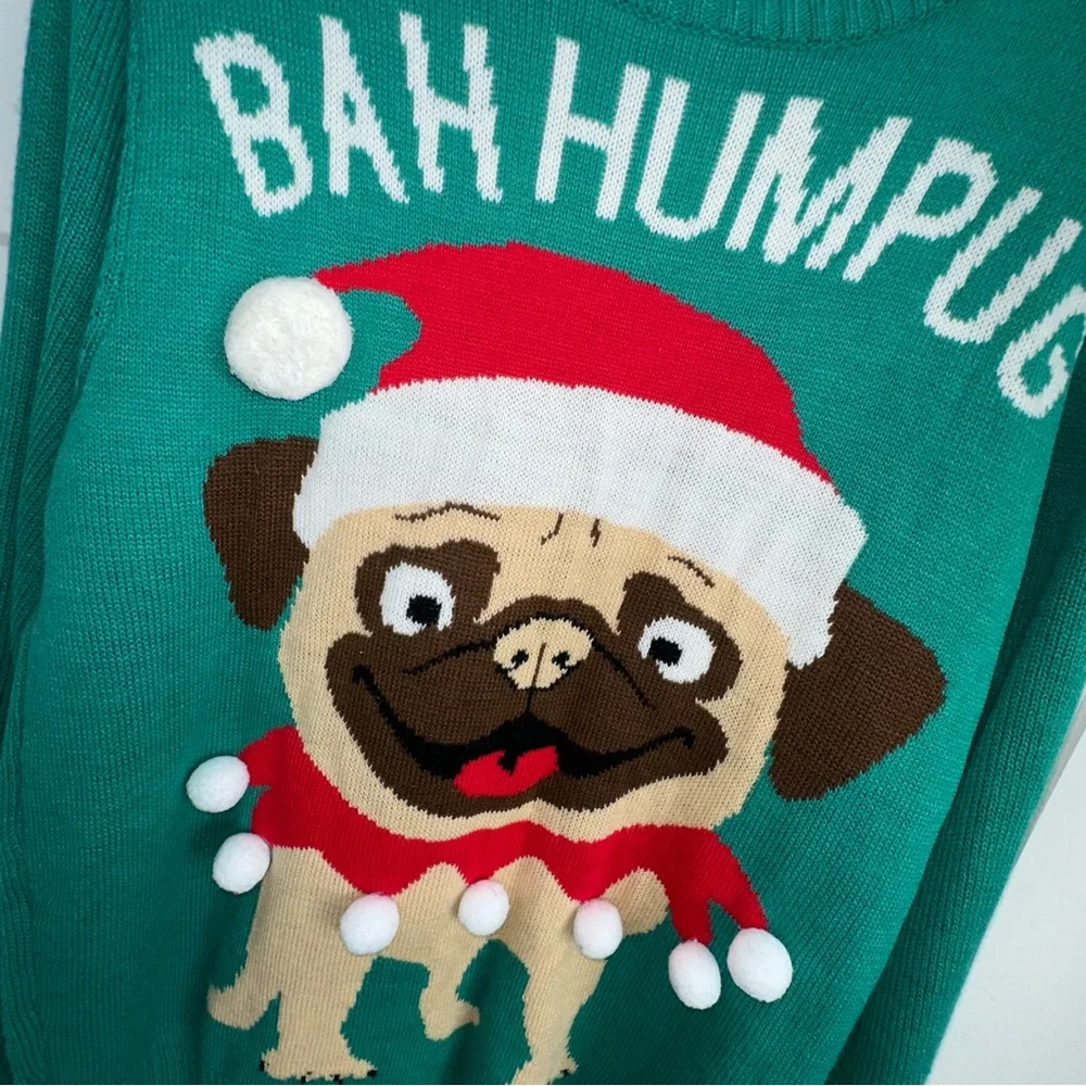 Amazing ugly Christmas sweater with pug -Large - Picture 2 of 7